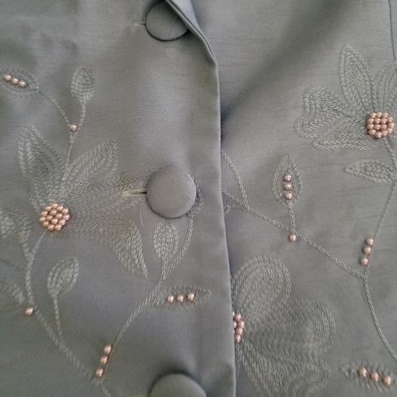 Jessica Howard Light Blue Beaded Jacket - Picture 7 of 8